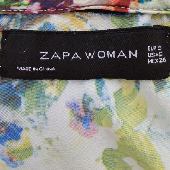 Zapa Woman Floral Bomber Jacket Full zip Size S Multicolor Lightweight Cotton - Picture 11 of 12